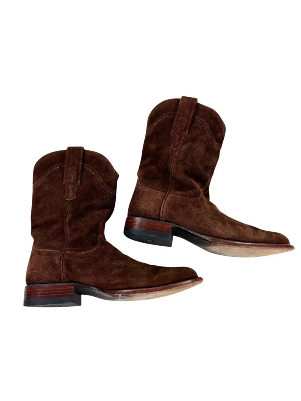 TECOVAS Shane Mocha Suede Mens Boots 7 D Cowboy Western Ranch Pull On Ropers